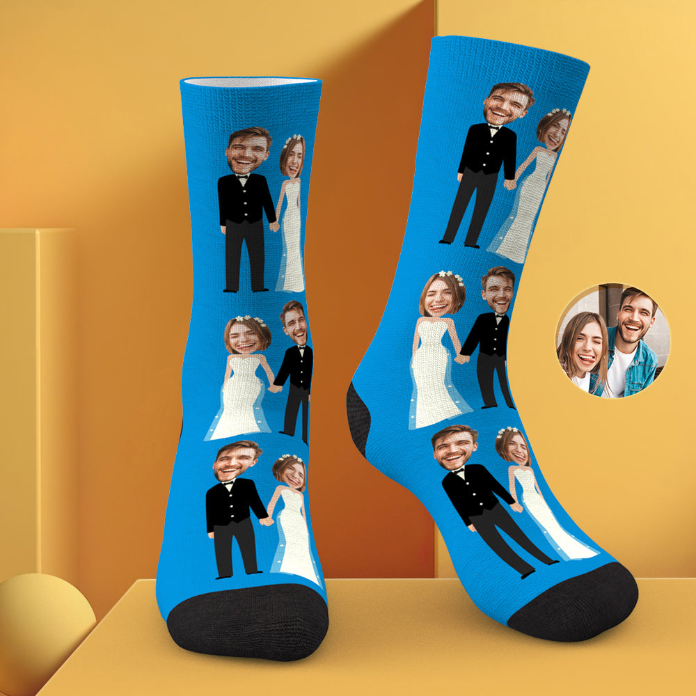 Custom Wedding Socks Funny Couple Socks-Blongser