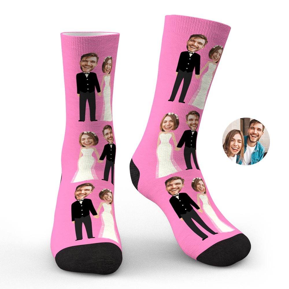 Custom Wedding Socks Funny Couple Socks-Blongser