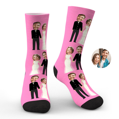 Custom Wedding Socks Funny Couple Socks-Blongser