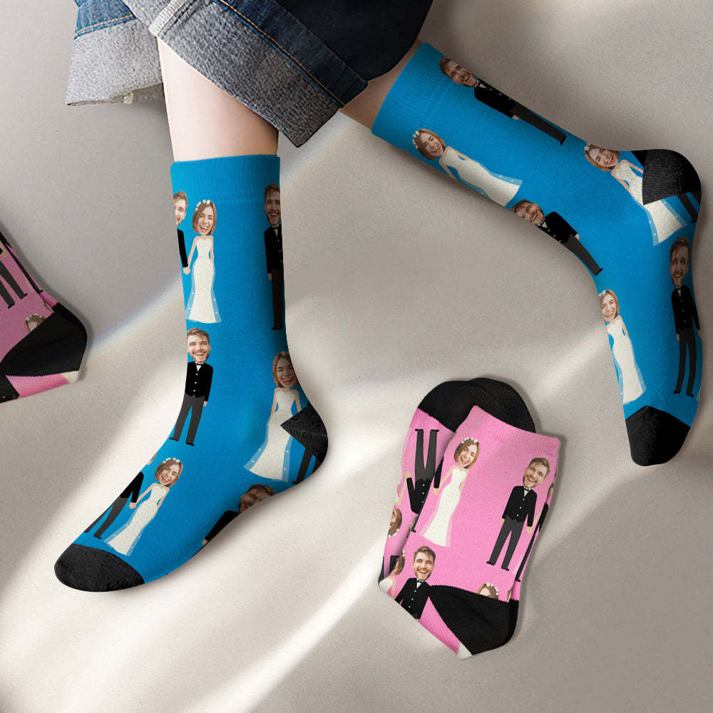 Custom Wedding Socks Funny Couple Socks-Blongser