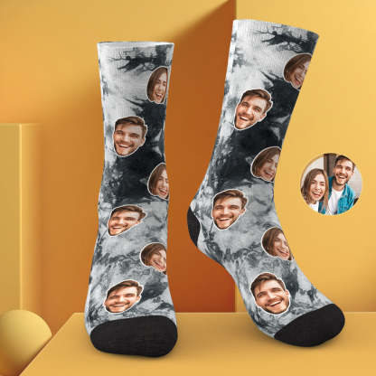 Custom Photo Face Socks Tie Dye Creative Gifts-Blongser