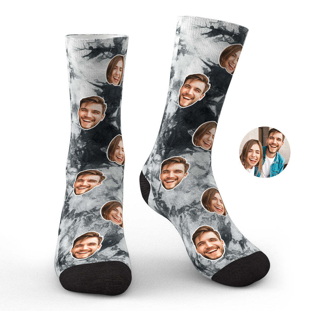 Custom Photo Face Socks Tie Dye Creative Gifts-Blongser