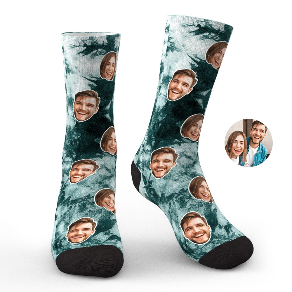 Custom Photo Face Socks Tie Dye Creative Gifts-Blongser
