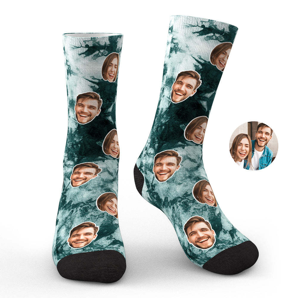 Custom Photo Face Socks Tie Dye Creative Gifts-Blongser