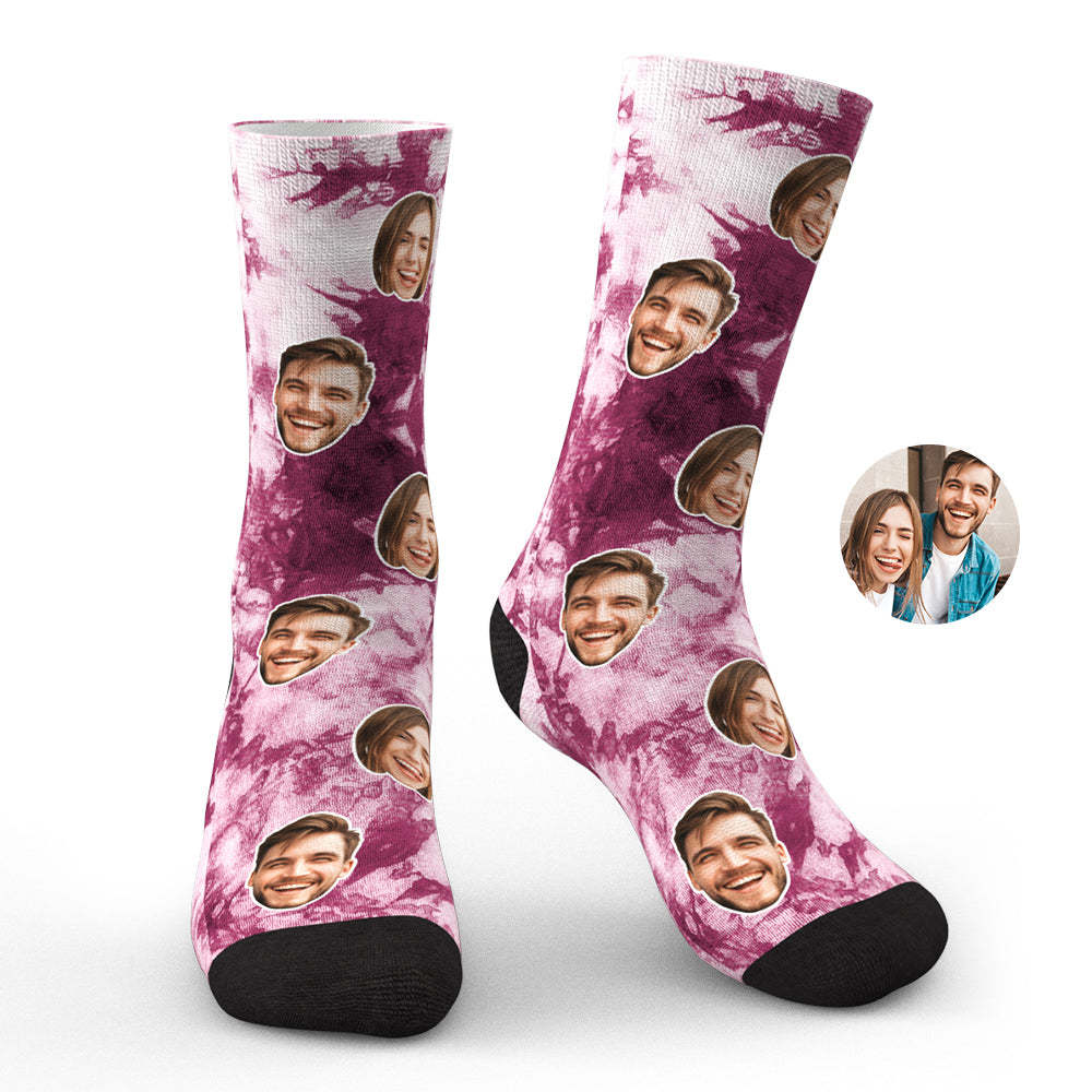 Custom Photo Face Socks Tie Dye Creative Gifts-Blongser