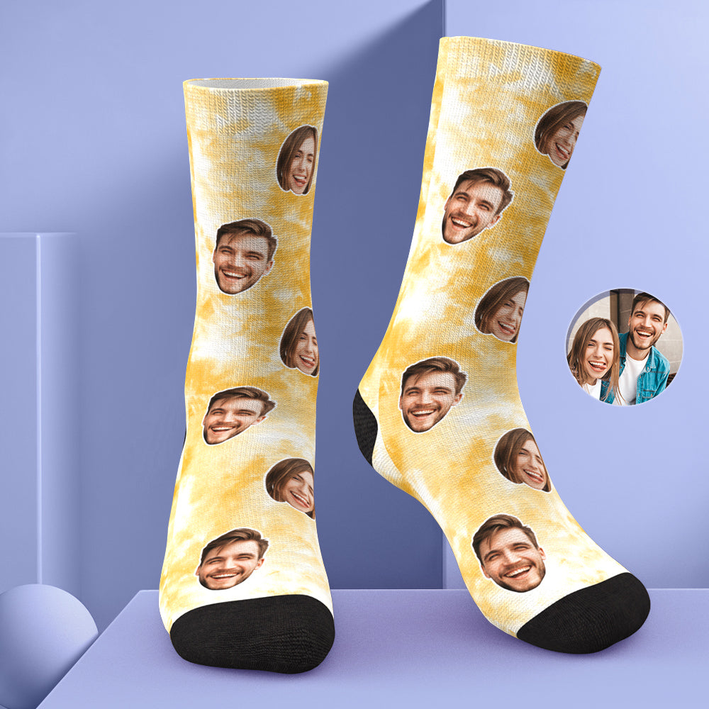 Custom Photo Face Socks Tie Dye Creative Gifts-Blongser