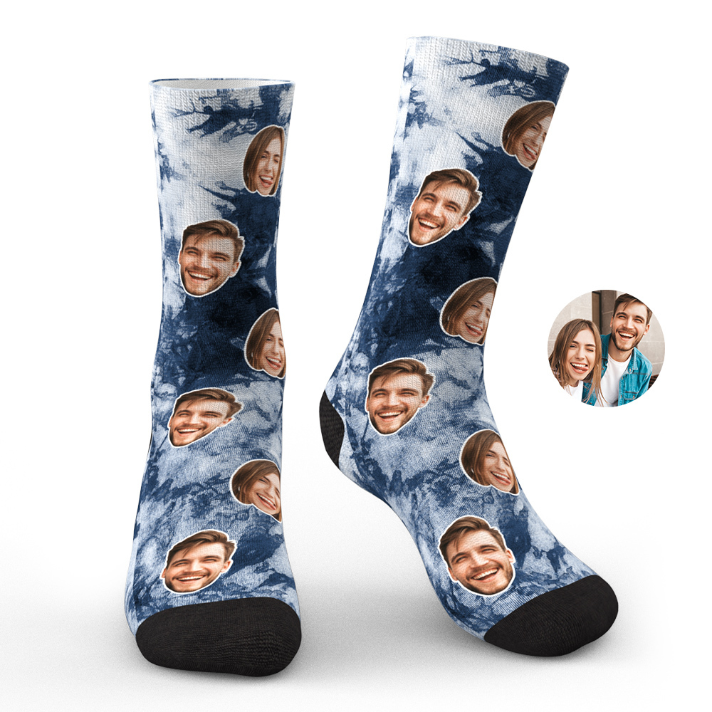 Custom Photo Face Socks Tie Dye Creative Gifts-Blongser