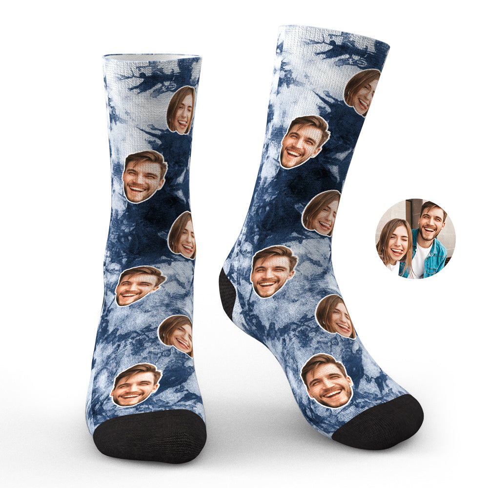 Custom Photo Face Socks Tie Dye Creative Gifts-Blongser