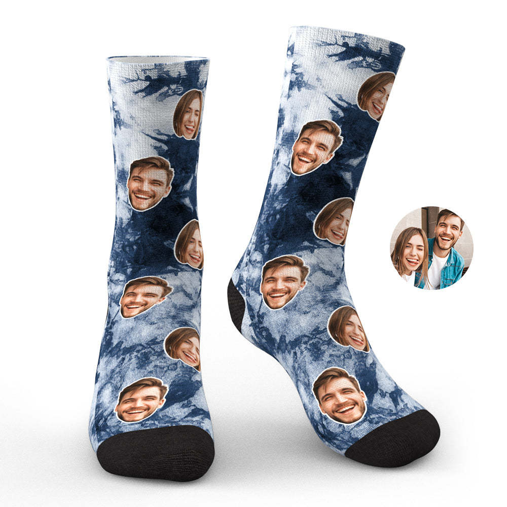 Custom Photo Face Socks Tie Dye Creative Gifts-Blongser