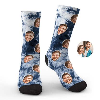 Custom Photo Face Socks Tie Dye Creative Gifts-Blongser