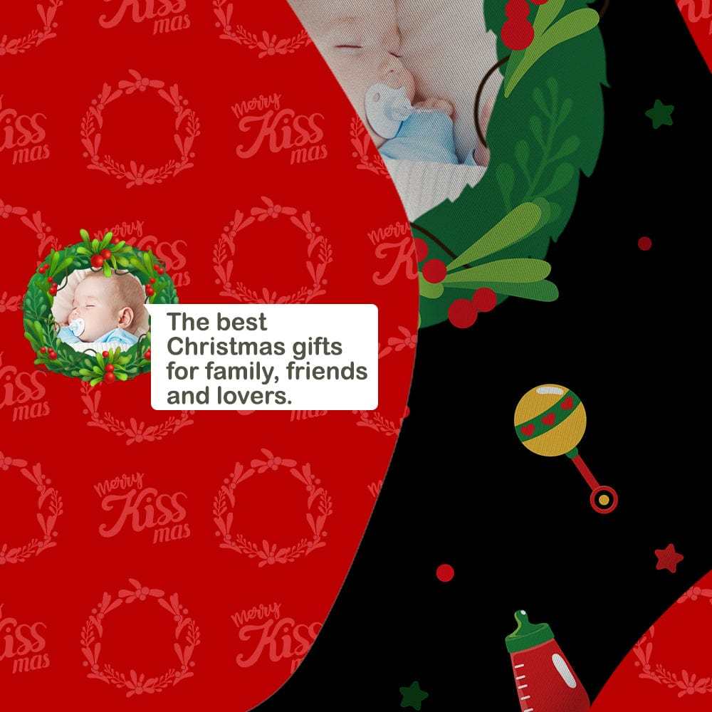 Personalized Photo Socks Christmas Mistletoe and Feeding Bottle Socks Gifts for Family-Blongser