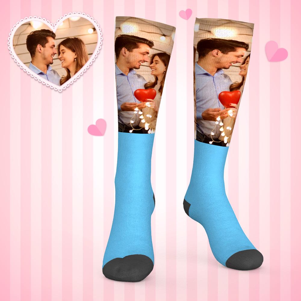 Custom Photo Knee High Socks For Lovers-Blongser