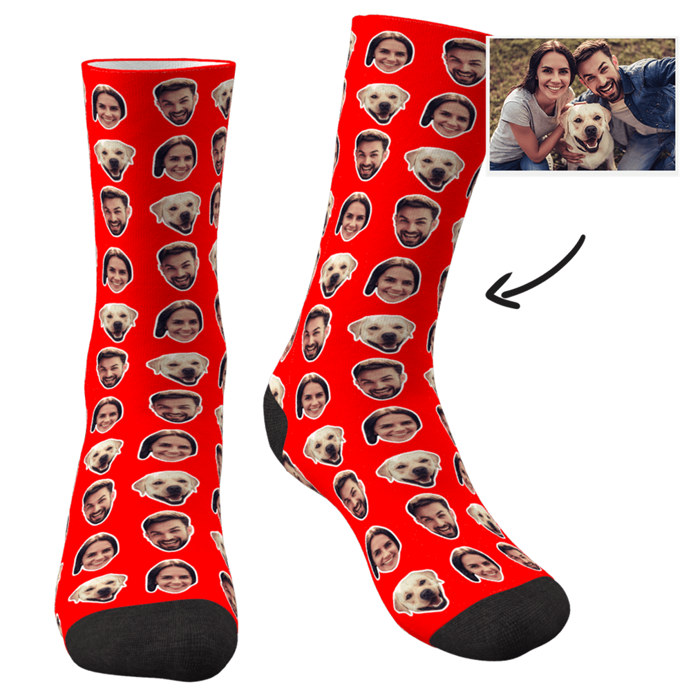 Online Preview Custom Face Socks With Your Photo - Two Faces-Blongser