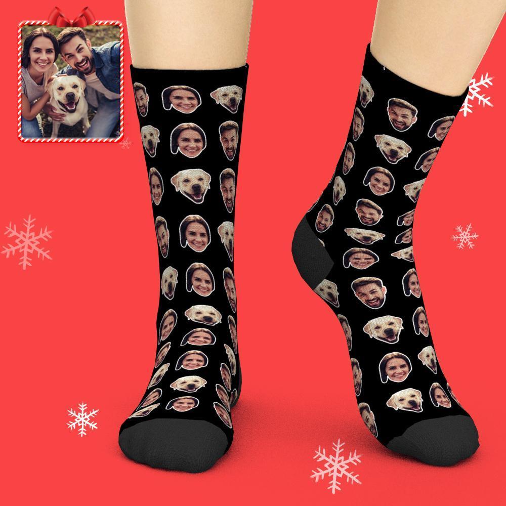 Online Preview Custom Face Socks With Your Photo - Two Faces-Blongser