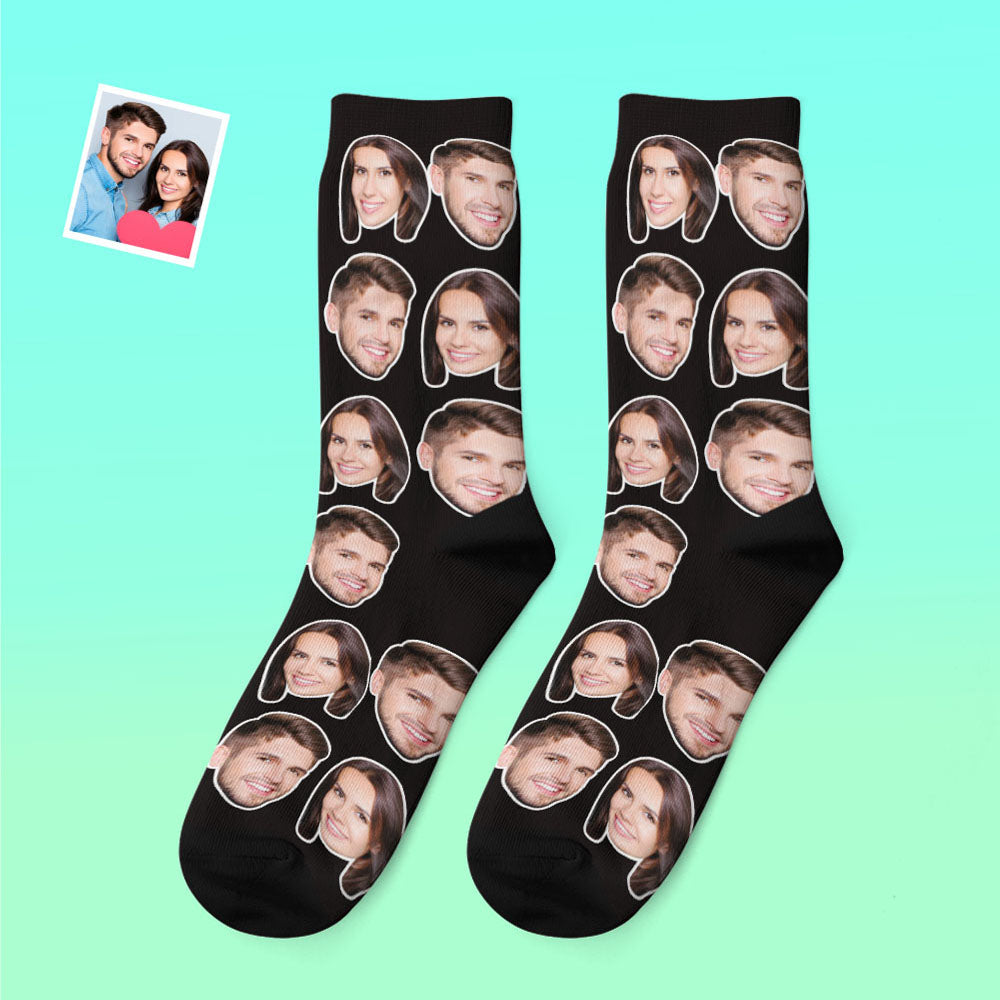 Custom Photo Thick Socks Winter Warm Couple Gifts-Blongser