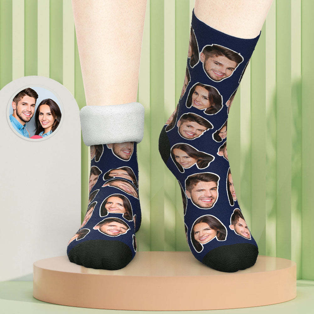 Custom Photo Thick Socks Winter Warm Couple Gifts-Blongser
