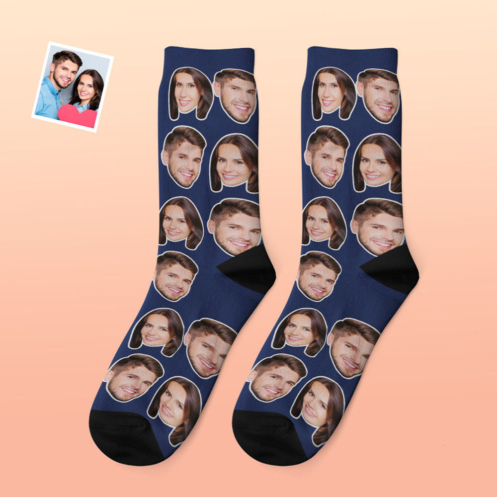 Custom Photo Thick Socks Winter Warm Couple Gifts-Blongser