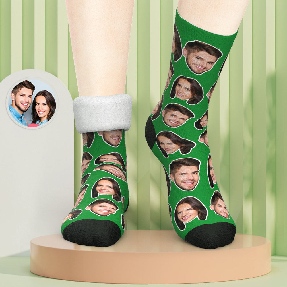 Custom Photo Thick Socks Winter Warm Couple Gifts-Blongser