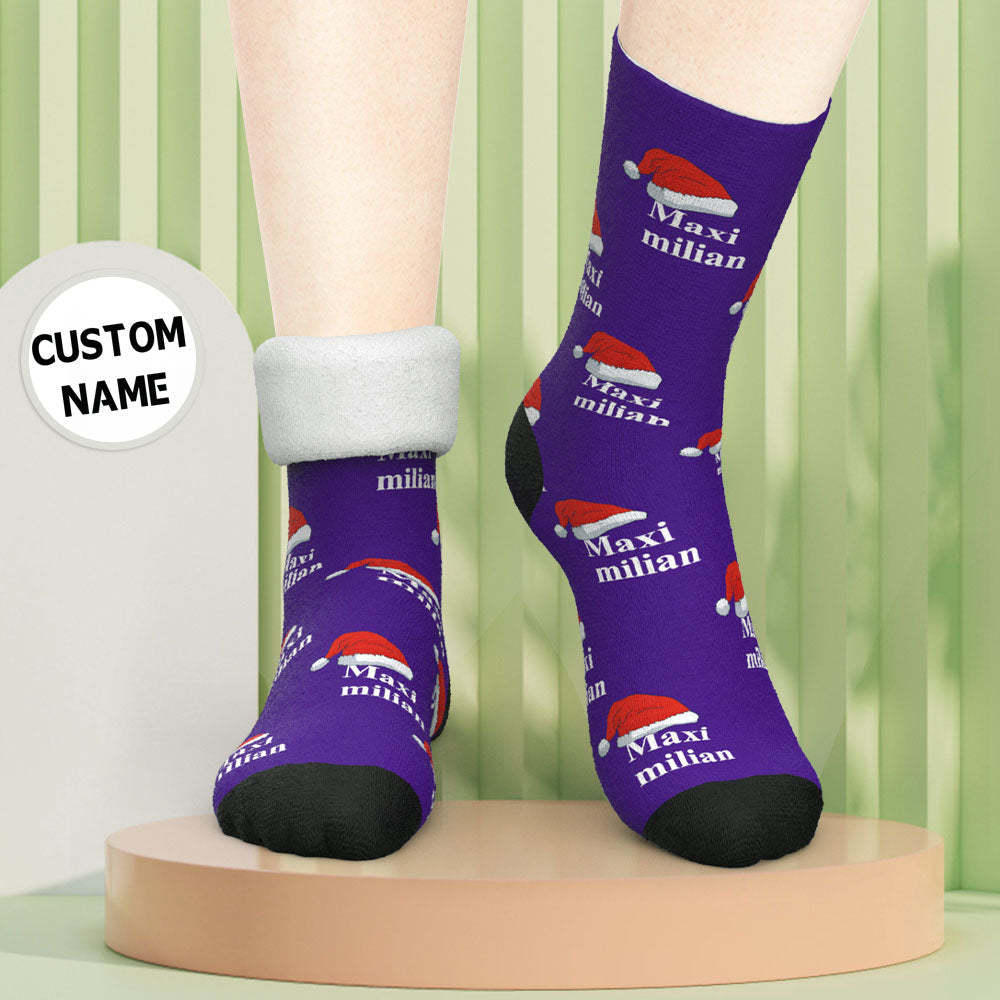 Custom Engraved Thick Socks Custom Name Christmas Gifts-Blongser