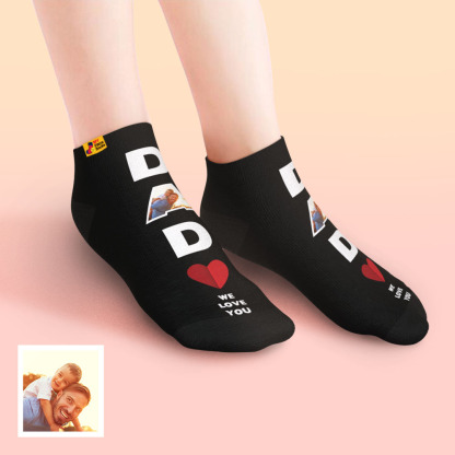 Custom Low Cut Ankle Face Socks Dad We Love You Gifts For Dad-Blongser