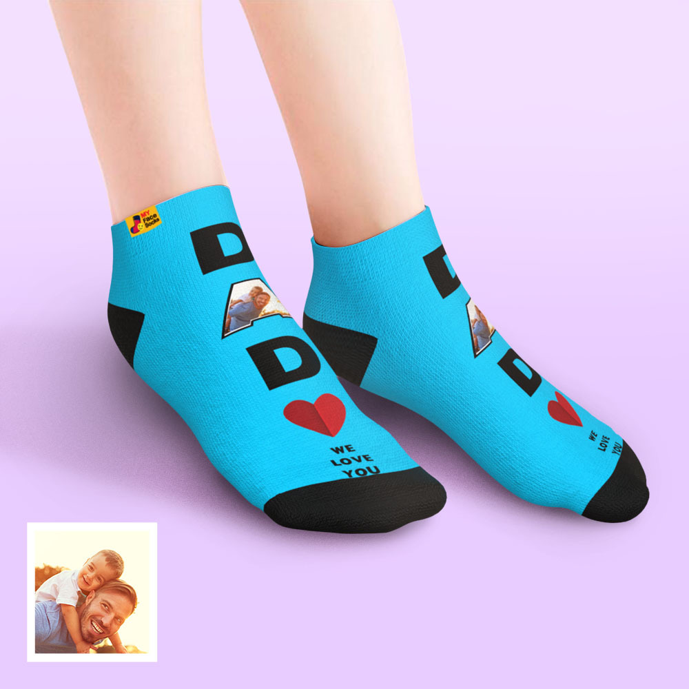 Custom Low Cut Ankle Face Socks Dad We Love You Gifts For Dad-Blongser