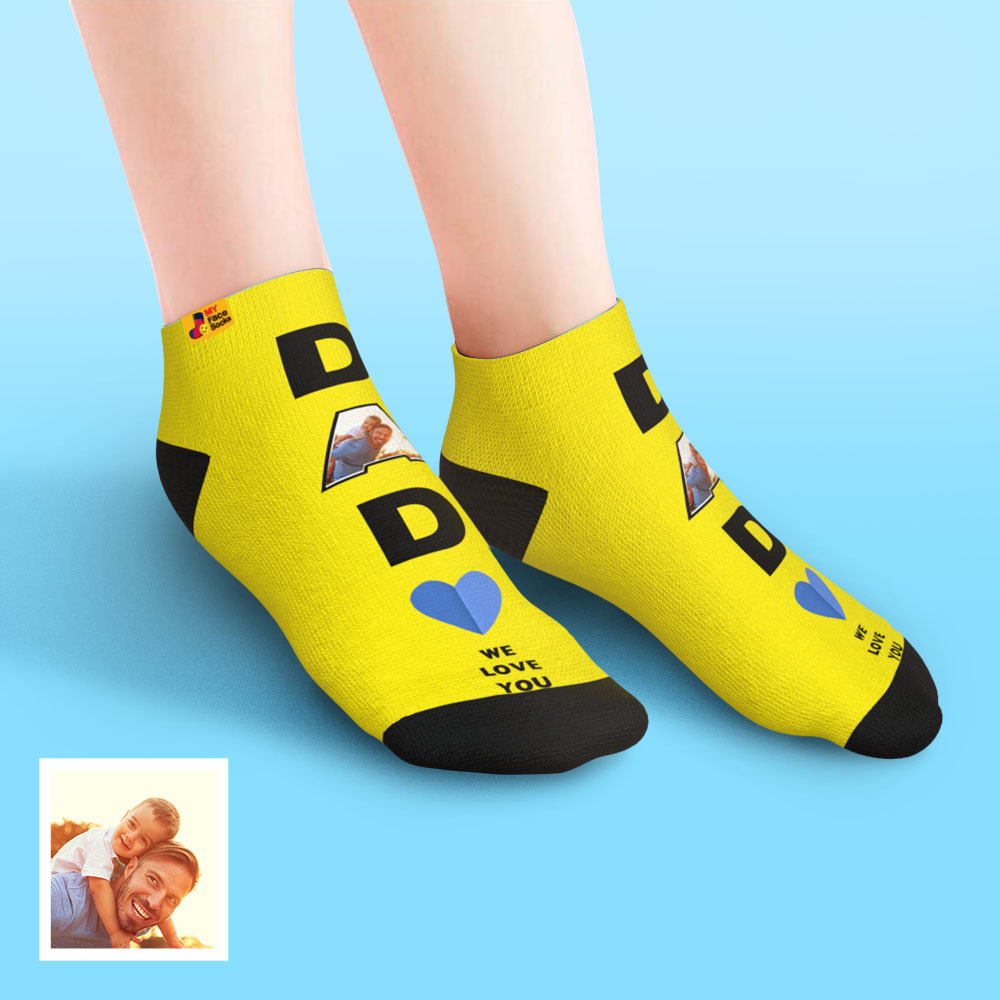 Custom Low Cut Ankle Face Socks Dad We Love You Gifts For Dad-Blongser