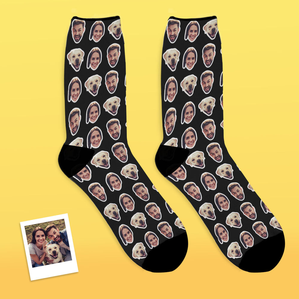 Online Preview Custom Face Socks With Your Photo - Two Faces-Blongser