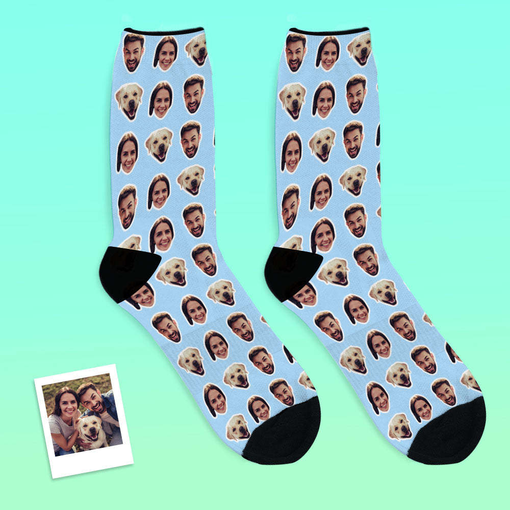 Online Preview Custom Face Socks With Your Photo - Two Faces-Blongser