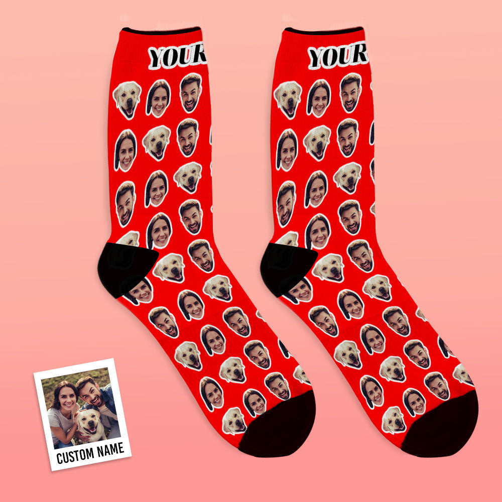Online Preview Custom Face Socks With Your Photo - Two Faces-Blongser