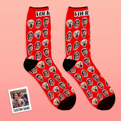 Online Preview Custom Face Socks With Your Photo - Two Faces-Blongser