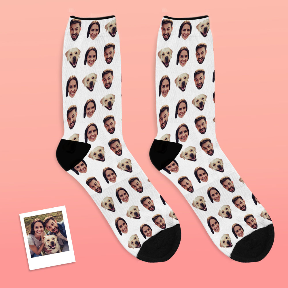 Online Preview Custom Face Socks With Your Photo - Two Faces-Blongser