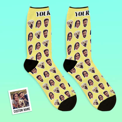 Online Preview Custom Face Socks With Your Photo - Two Faces-Blongser