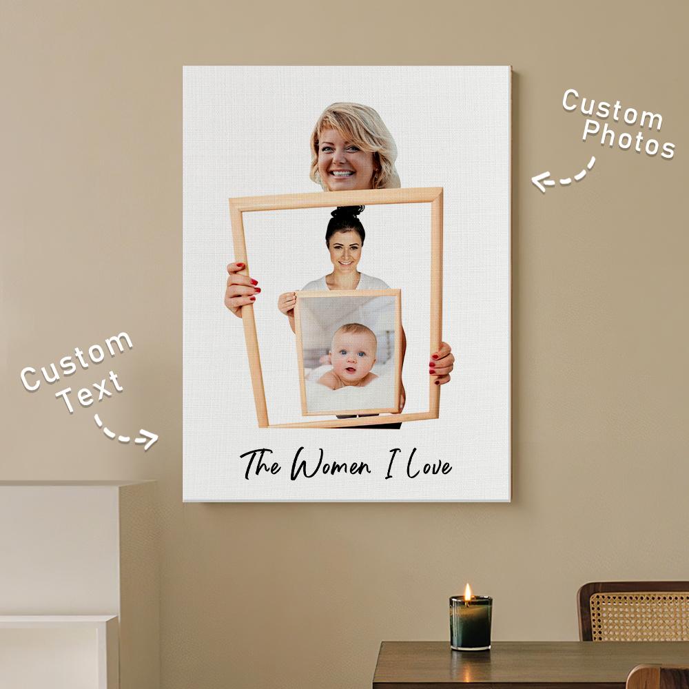The Three/ Four/ Five Ages of the Generations Painting Custom Photo Canvas Ornament Mother's Day Gift Without Frame-Blongser