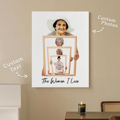 The Three/ Four/ Five Ages of the Generations Painting Custom Photo Canvas Ornament Mother's Day Gift Without Frame-Blongser