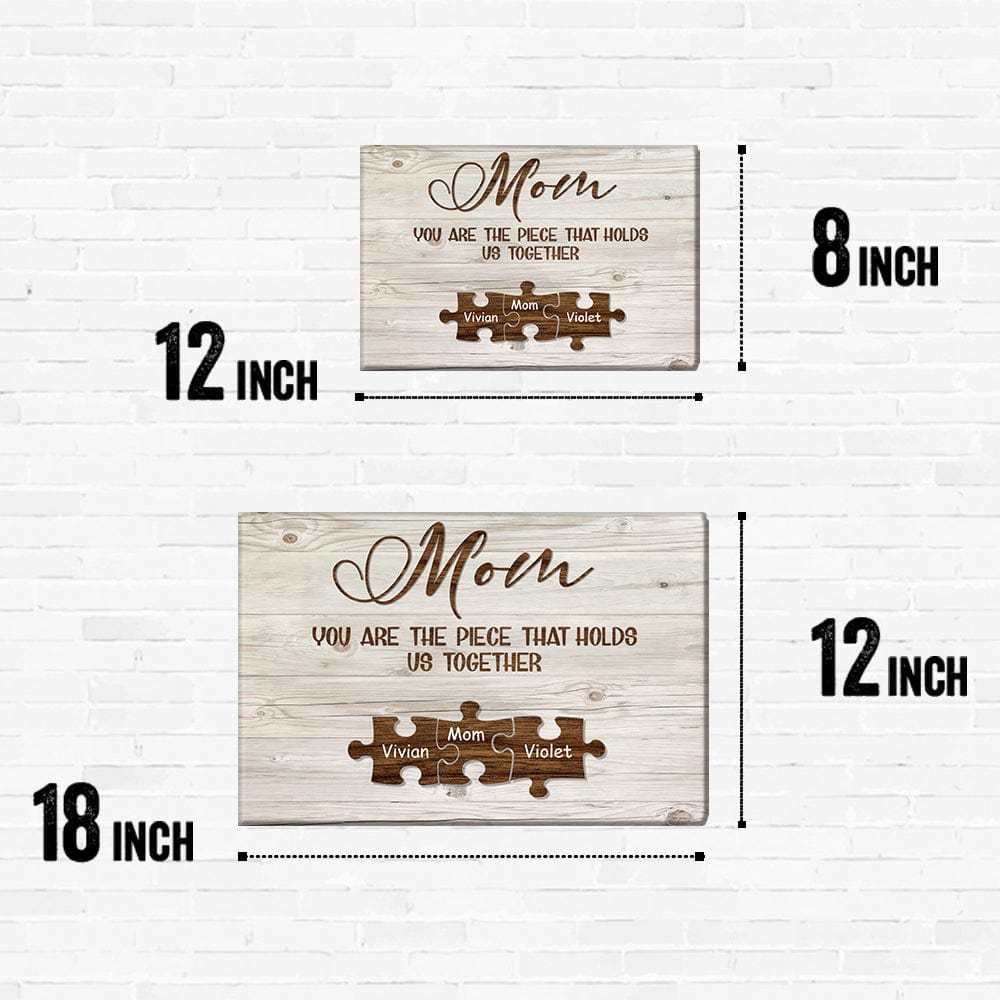 Custom Engraved Name Wall Art Name Puzzle Sign Canvas Gifts for Mom You Are the Piece that Hold Us Togather-Blongser