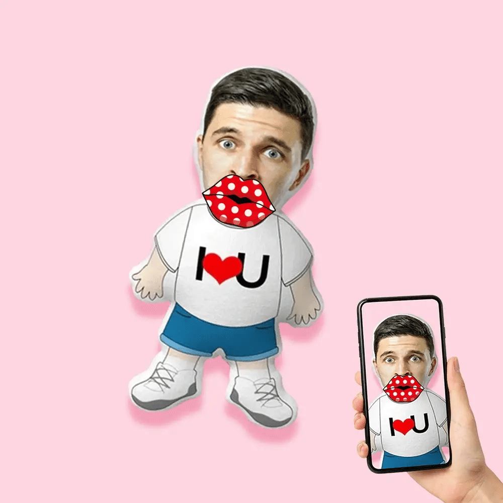 Personalized I LOVE U Minime Pillow Custom Face Pillow with Body-Blongser