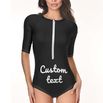 Custom Swimsuit One Piece Swimwear Personalized Half Sleeve Swimsuit-Blongser