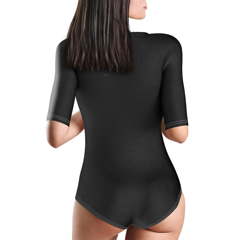 Custom Swimsuit One Piece Swimwear Personalized Half Sleeve Swimsuit-Blongser