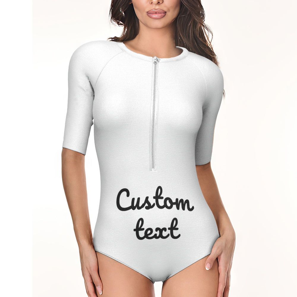 Custom Swimsuit One Piece Swimwear Personalized Half Sleeve Swimsuit-Blongser