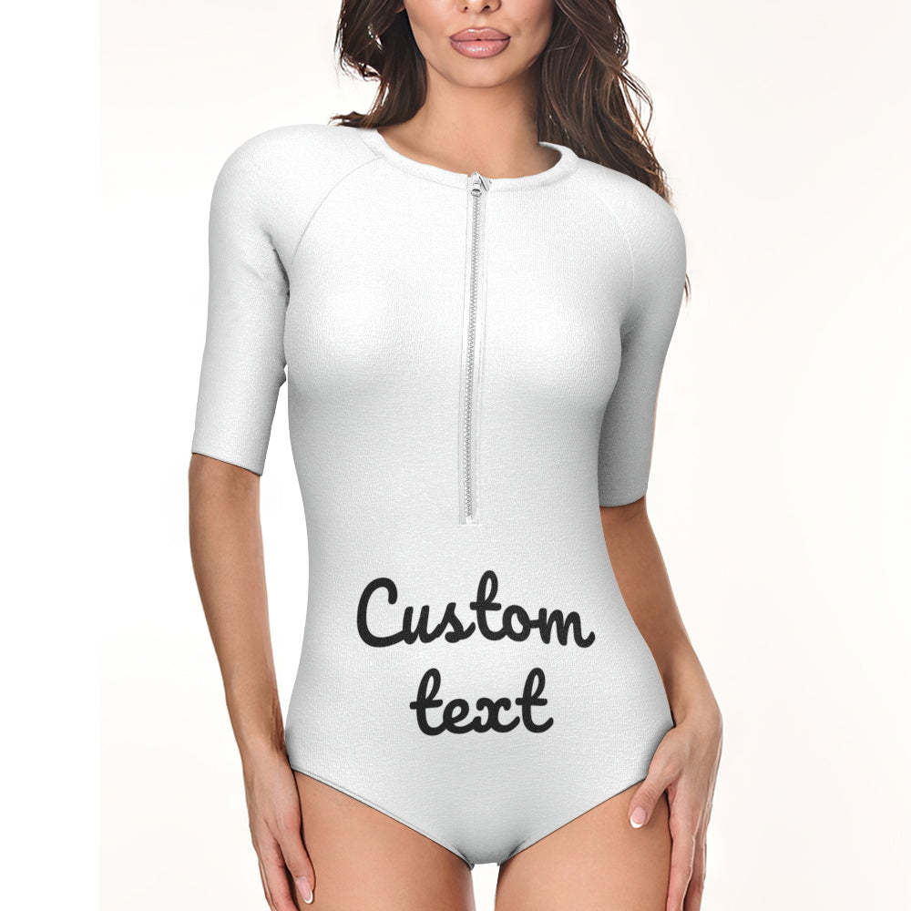Custom Swimsuit One Piece Swimwear Personalized Half Sleeve Swimsuit-Blongser