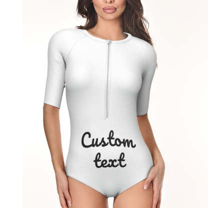 Custom Swimsuit One Piece Swimwear Personalized Half Sleeve Swimsuit-Blongser