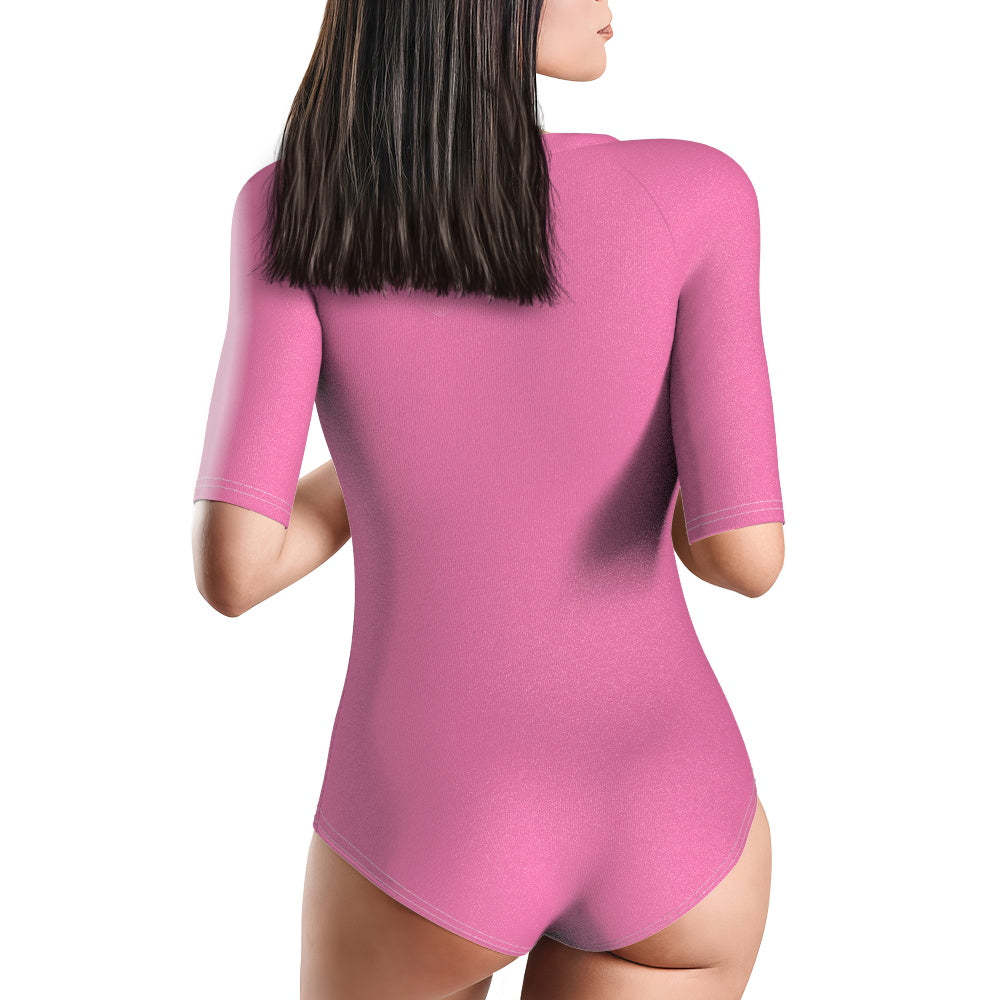 Custom Swimsuit One Piece Swimwear Personalized Half Sleeve Swimsuit-Blongser