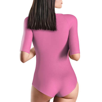 Custom Swimsuit One Piece Swimwear Personalized Half Sleeve Swimsuit-Blongser