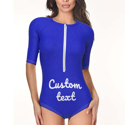 Custom Swimsuit One Piece Swimwear Personalized Half Sleeve Swimsuit-Blongser