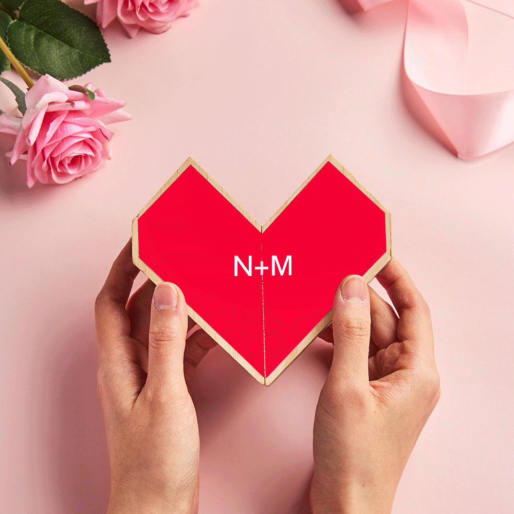 Personalized Magic Cube Heart Wooden Photo Cube Home Decoration Gift for Anniversary-Blongser