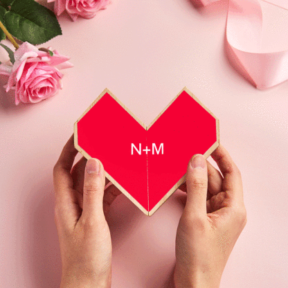 Personalized Magic Cube Heart Wooden Photo Cube Home Decoration Gift for Anniversary-Blongser