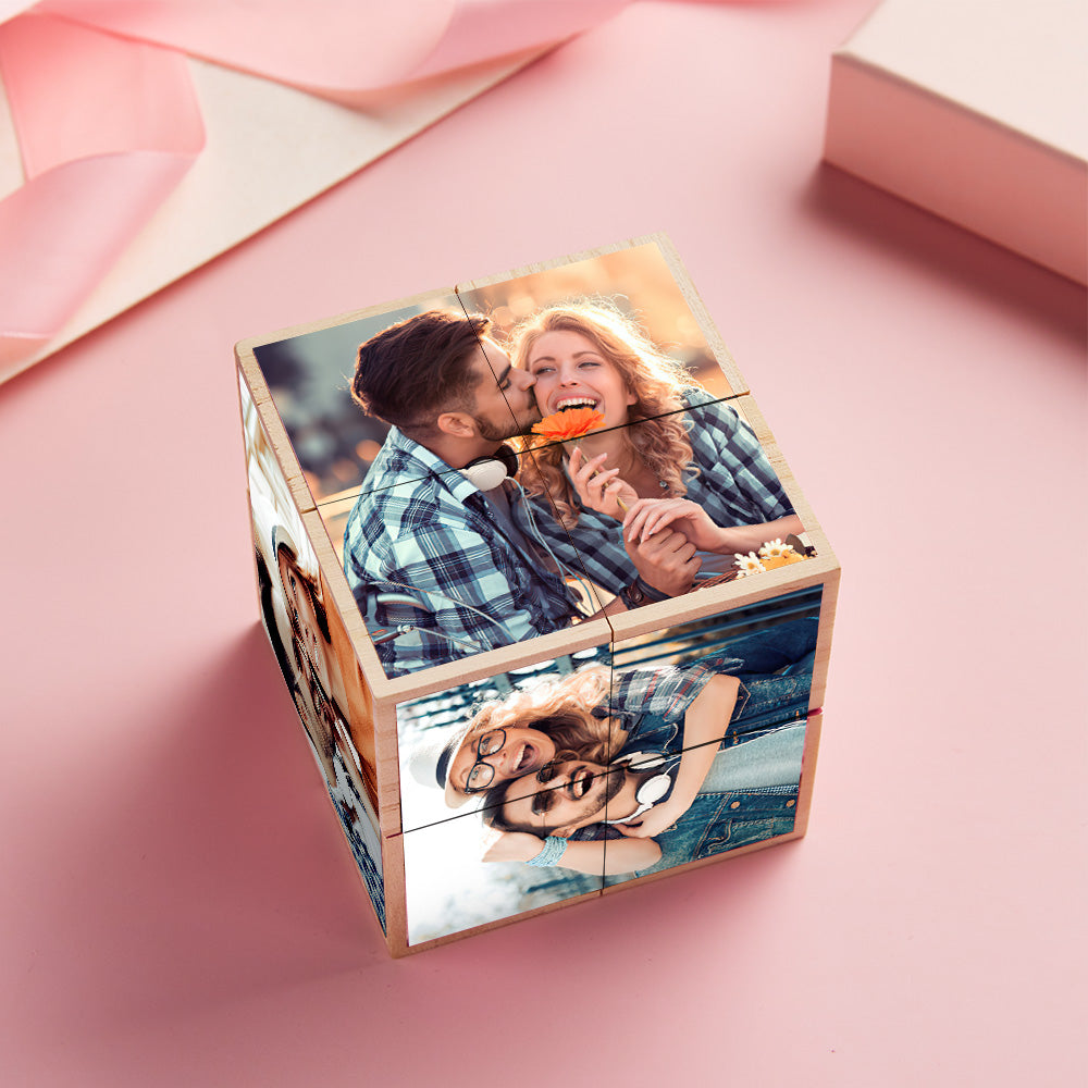 Personalized Magic Cube Photo Wooden Cube Home Ornament Cube Gift for Valentines-Blongser