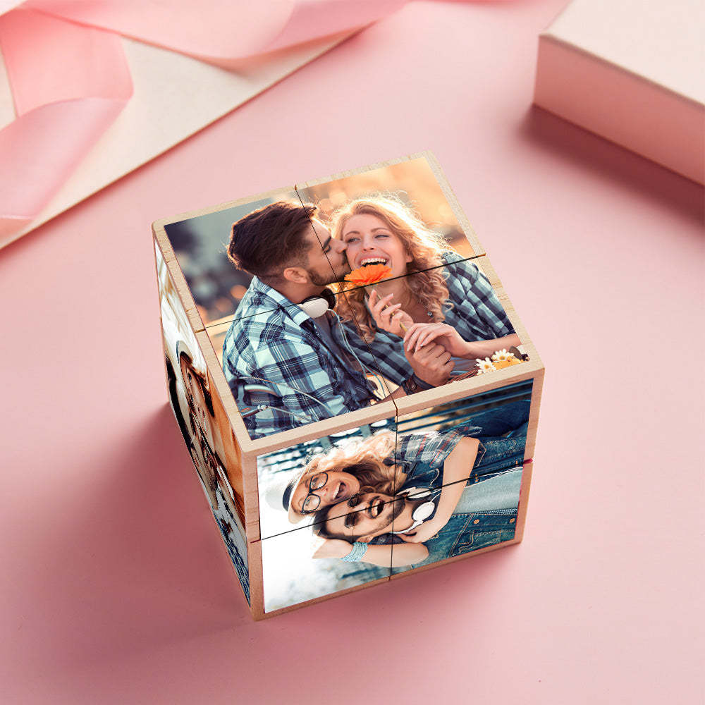 Personalized Magic Cube Photo Wooden Cube Home Ornament Cube Gift for Valentines-Blongser