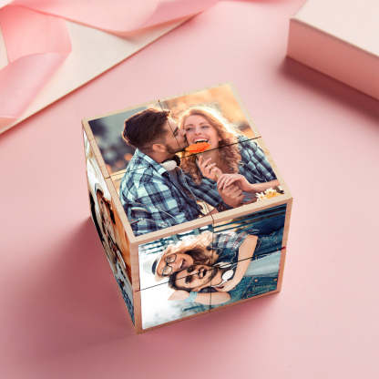 Personalized Magic Cube Photo Wooden Cube Home Ornament Cube Gift for Valentines-Blongser
