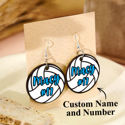 Personalized Volleyball Earrings with Name and Number Earrings Gift for Volleyball Lover-Blongser